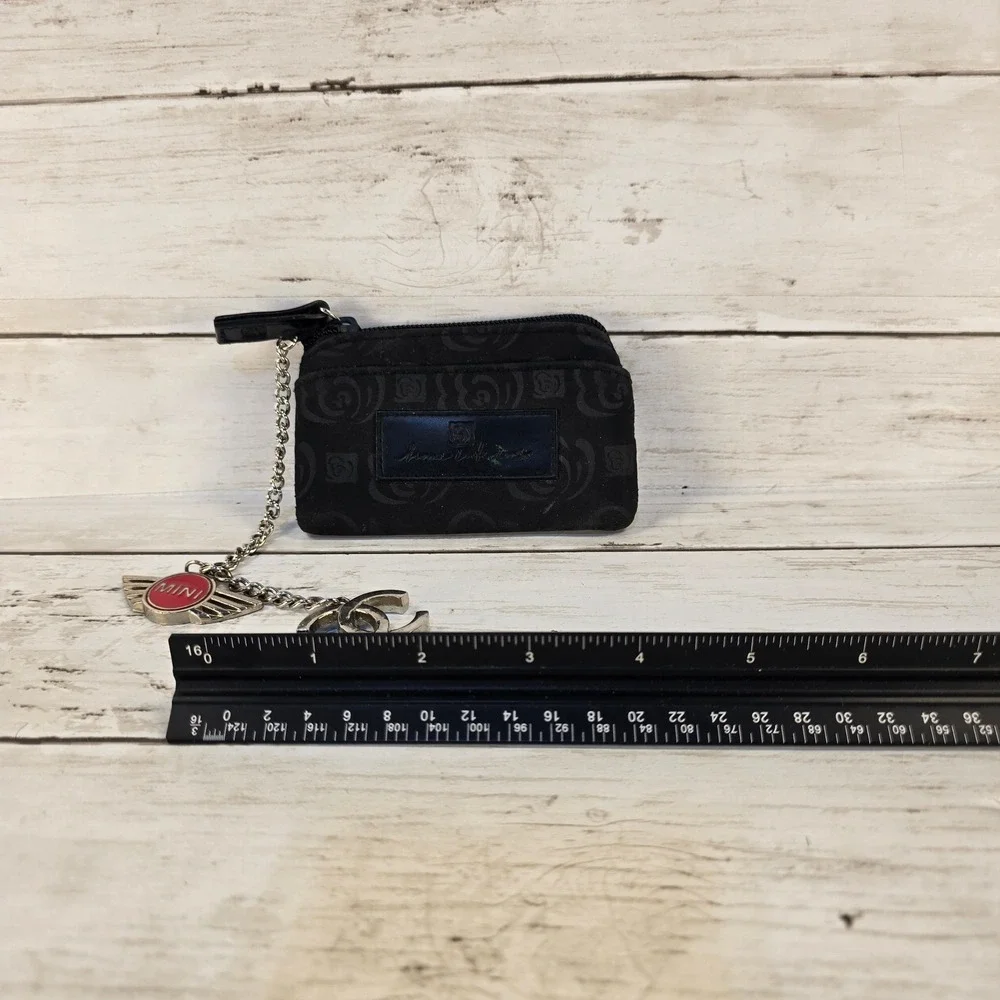 Home Interiors Black Rose Coin Pouch Mini Cooper CC Charms Zipper Wallet